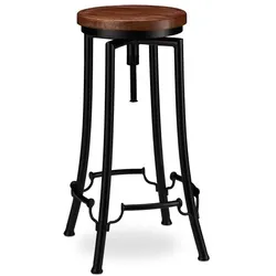 Relaxdays Barhocker industrial hoch Braun,Schwarz