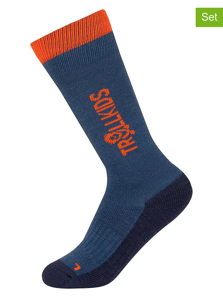 Trollkids 2er-Set: Ski-/ Snowboardsocken "Kids Ski" in Dunkelblau - 39-42