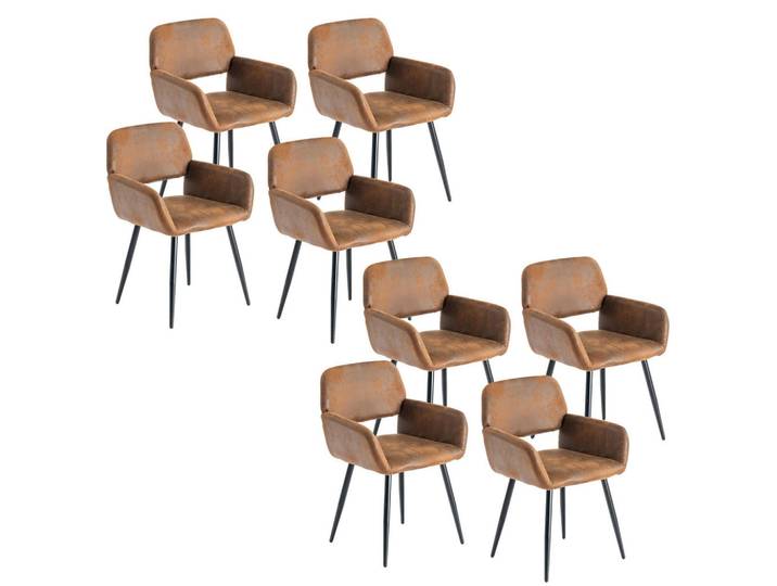 Urban Meuble Armlehnstuhl-Set 8 Stück braun, Braun, Mode, 56x77x53 cm, Esszimmer, Stühle, Armlehnstühle