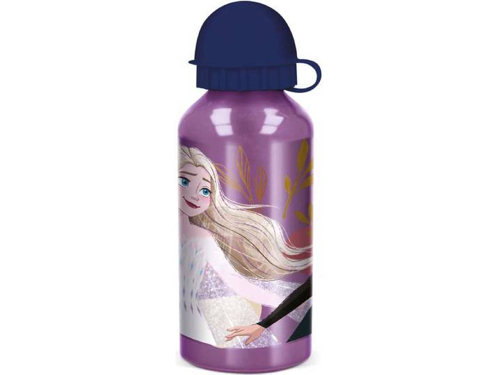 Disney's Frozen II Aluminium Drinkfles - 400 ml - Lichtgewicht – Lekvrije schroefdop – Drinkfles voor kinderen – Paars/Donkerblauw