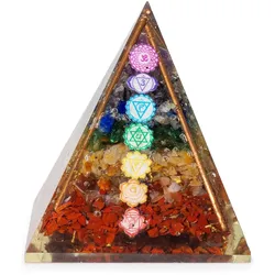 Med Organite Pryamids 7x6cm - Copper Bars - 7 Charkra Chips
