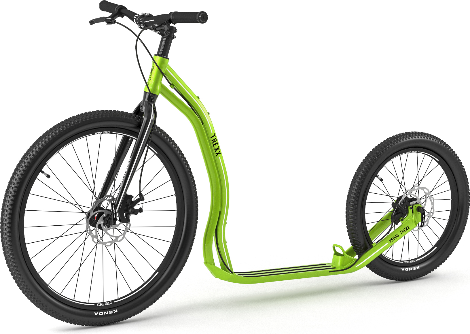 Yedoo Trexx Disc Alloy Roller Scooter Tretroller / Dogscooter - für Erwachsene und Teenager, bis 150 kg, mit Luftreifen 26/20, Scheibenbremsen und verstellbarem Lenker Grün