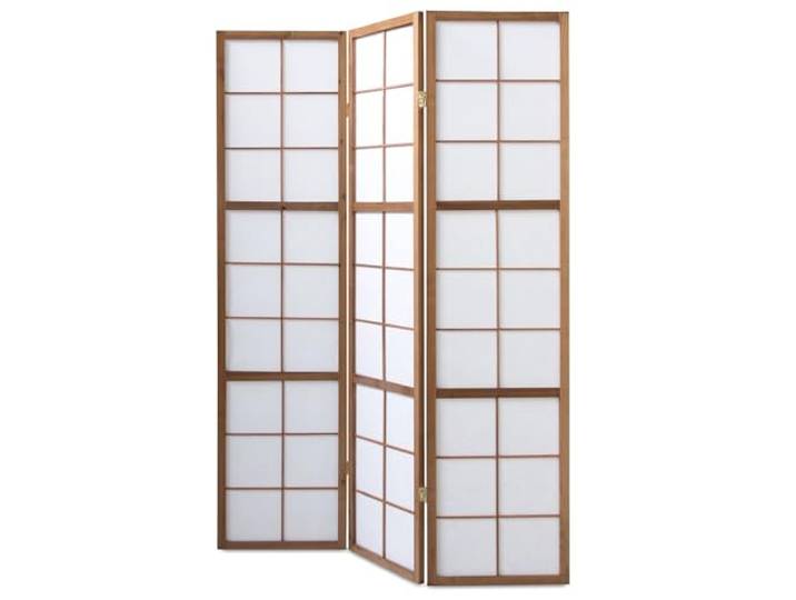 Homestyle4u Raumteiler Innen 3 teilig Holz Braun Paravent Trennwand Reispapier Weiß