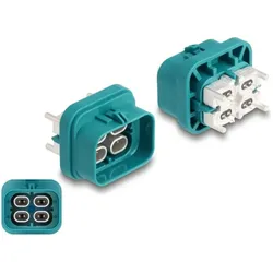 Delock HDMTD quad Stecker für PCB Schutzart IP67 / IP69K, Elektronikkabel + Stecker, Blau