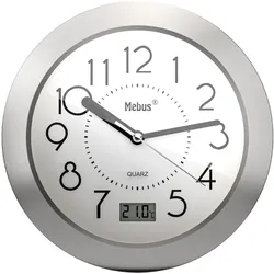 Mebus Quarz-Badezimmeruhr - silber