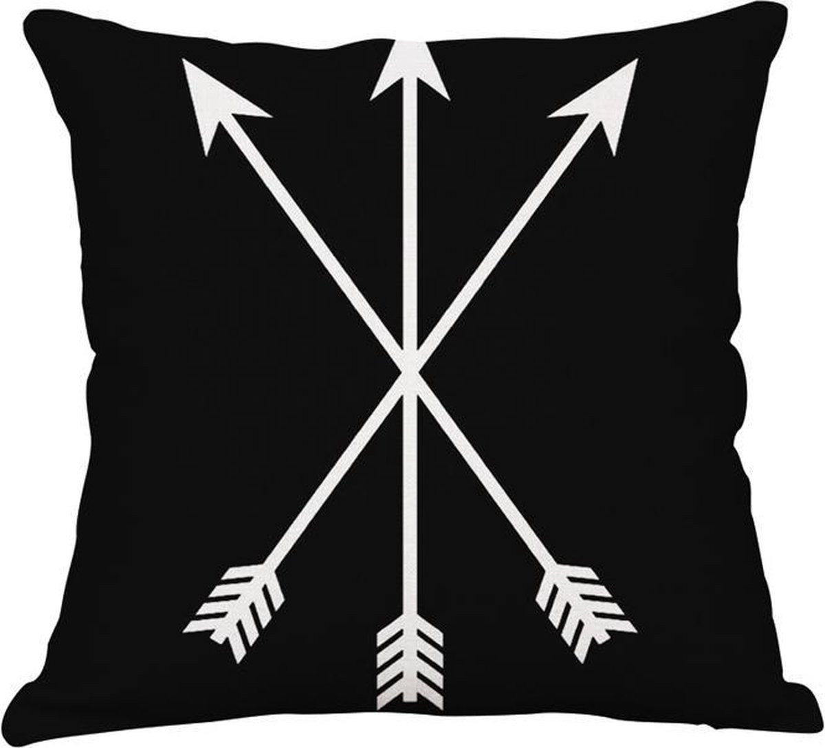 Kussenhoes Arrows Zwart Wit met Rits 45 x 45 cm