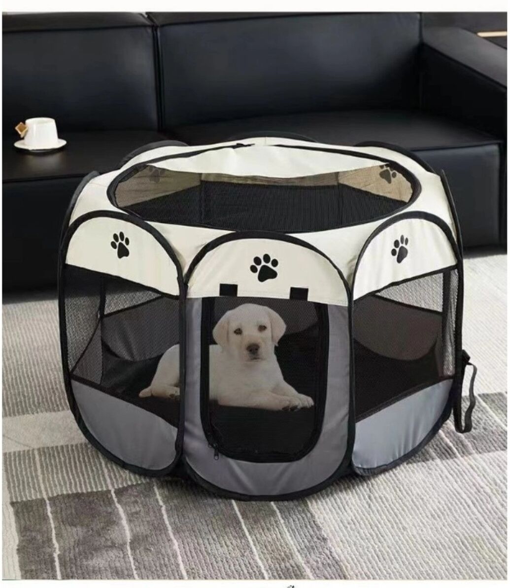 INF Faltbares Wurfzelt für Haustiere – Oxford-Gewebe, Indoor/Outdoor Wurfbox und tragbares Hundezelt M Grau
