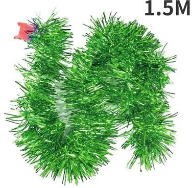Uplifted Finds 1.8M Christmas Tinsel Ribbon Garland   Premium Star Ornamented PVC Hanging Decor For Home & Wedding Infrastructure b green 1 Pc