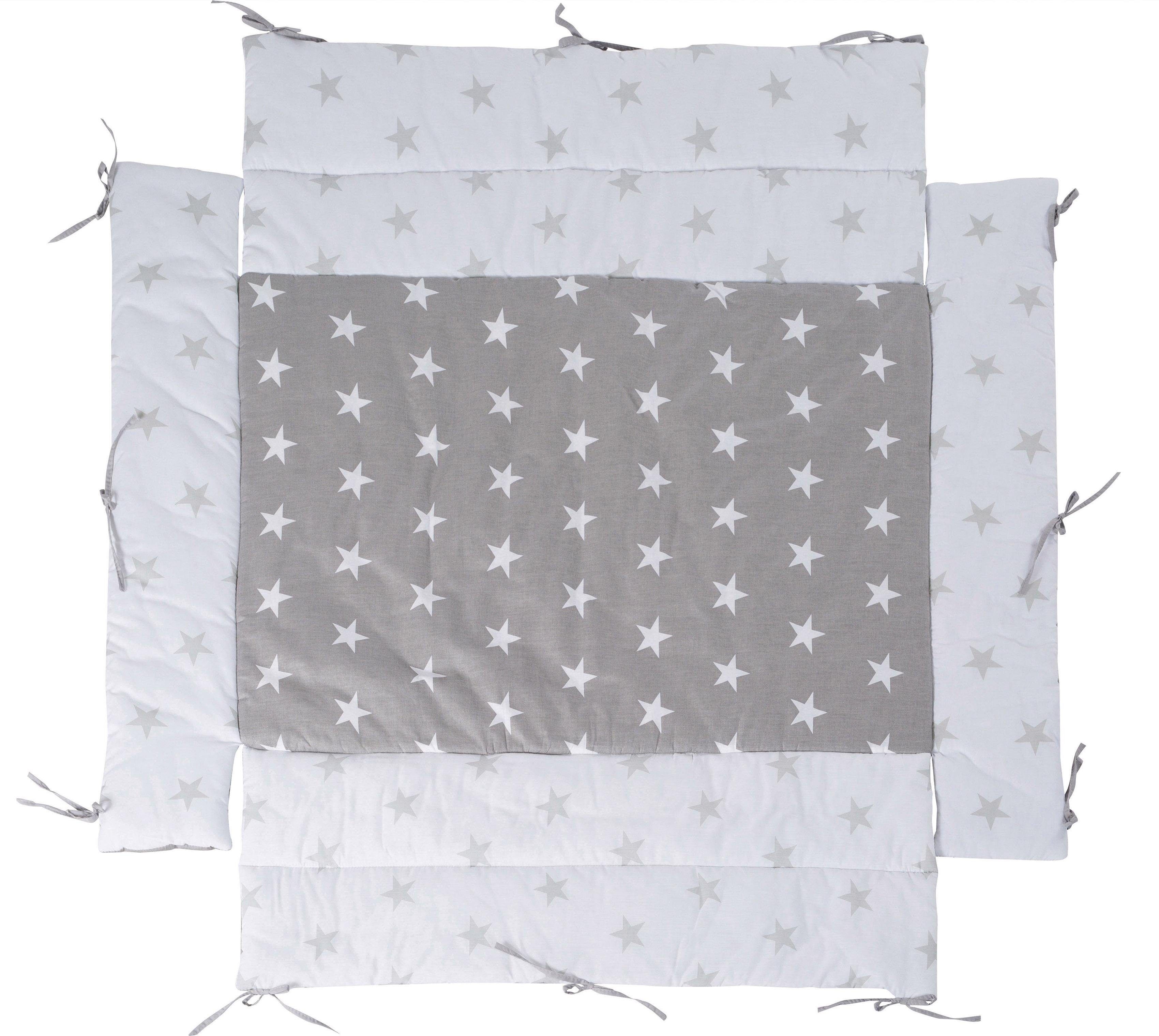 Laufgittereinlage ROBA "Little Stars", grau, Obermaterial: 65% Polyester, 35% Baumwolle, Bettnestchen, Laufgittereinlage grau Einheitsgröße