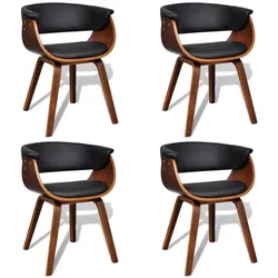 Décoshop26 - Set aus 4 zeitlos designten Küchen-/Esszimmerstühlen aus gebogenem Holz und schwarzem Kunststoff CDS021323