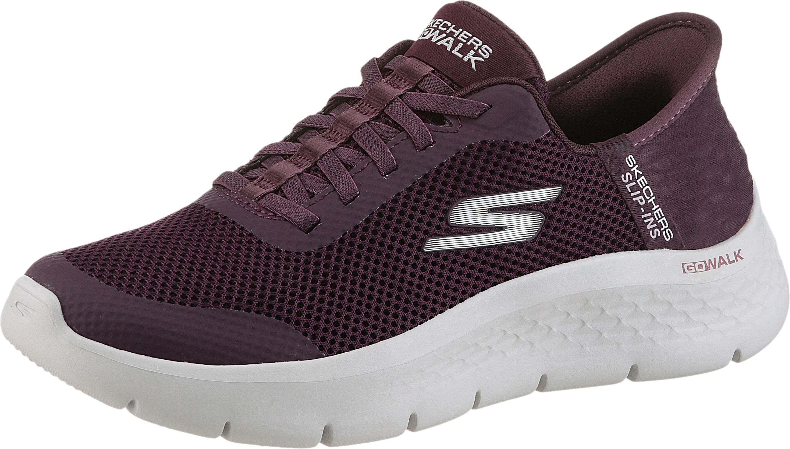 Slip-On Sneaker SKECHERS "GO WALK FLEX-GRAND ENTRY", Damen, Gr. 40, Textil, rot (burgunderrot), Schuhe Slip-On Sneaker, Slipper mit Slip-ins zum Schlupfen burgunderrot 40, Textil