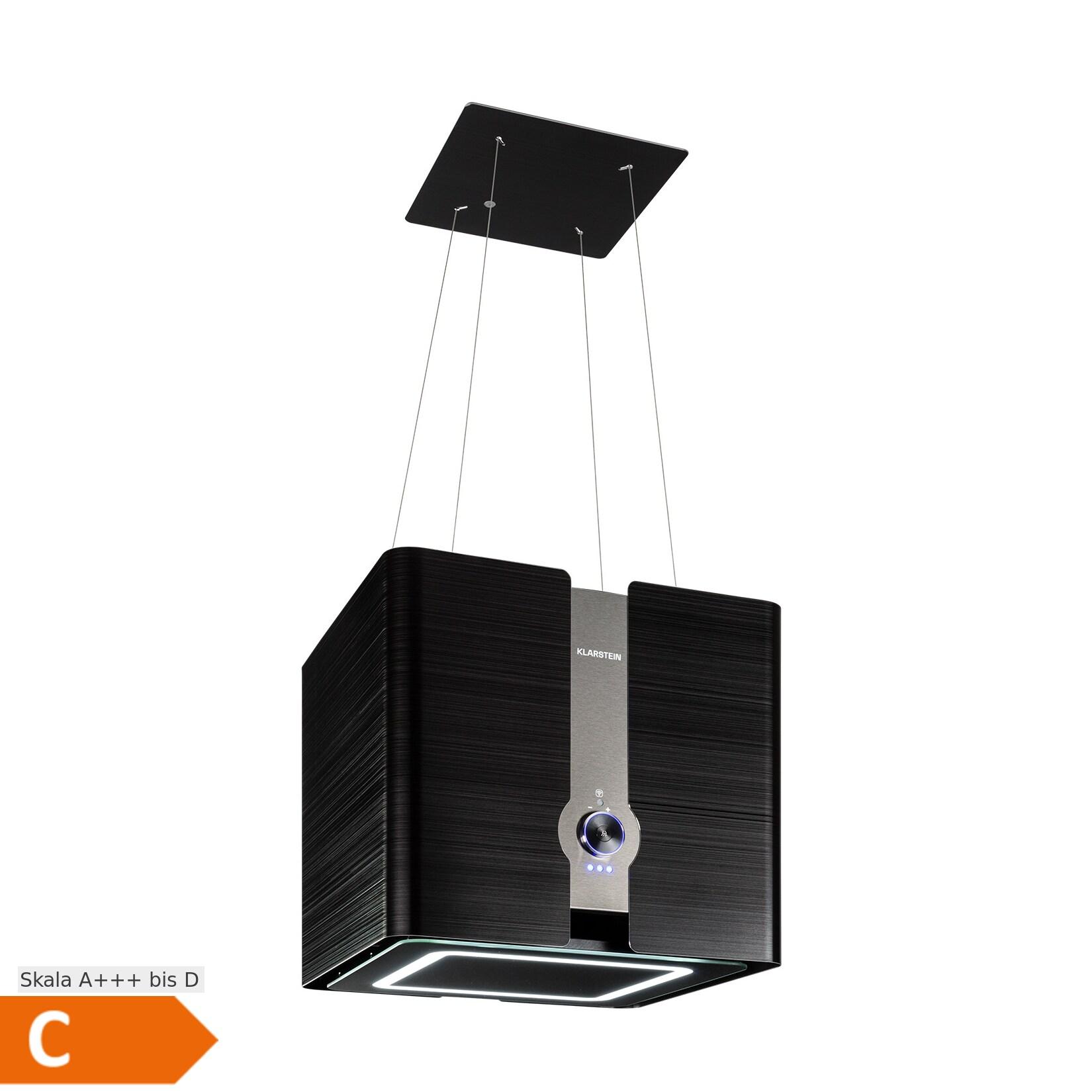 Futurelight Smart Inselabzugshaube Umluft 413m³/h LED Edelstahl Schwarz