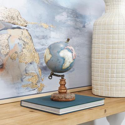 ARCILLA ELEMENTAL Brown Plastic Globe with Wood Base