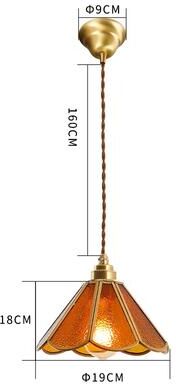 Quick Pick Pro IWHD Japanese Style Vintage Pendant Lamp, Slag Glass & Polished Copper LED Hanglamp For Bedroom, Bar, Cafe 4 4w