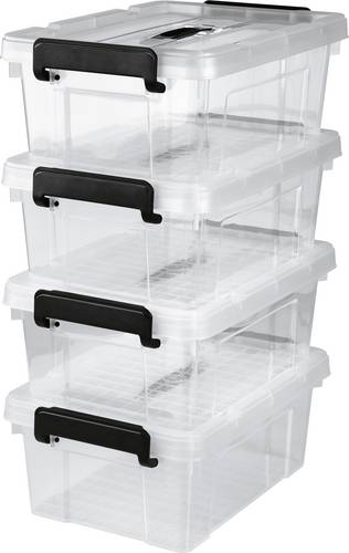 Easymaxx 15016 Aufbewahrungsbehälter Transparent, Schwarz 4St.