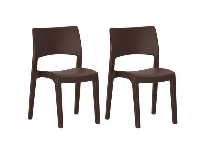 NEW 2025  Chaises de jardin - GKO - Fauteuil jardin - lot de 2 - Moka Polypropylène - size:50x51x82 cm @@3769