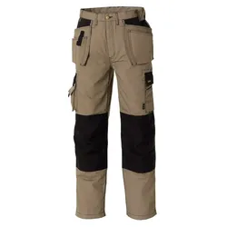 Handwerker Bundhose "PANAMA" Canvas - 64 - khaki/Schwarz
