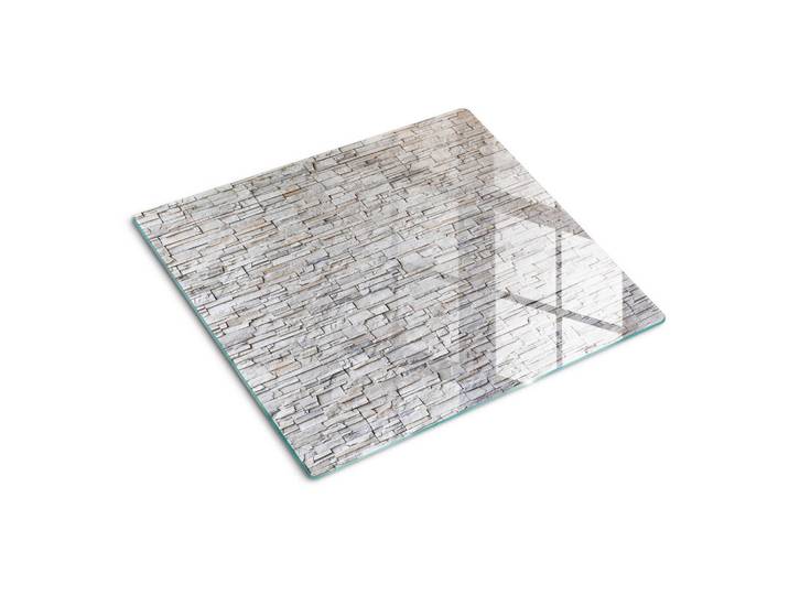 Tulup Glasplatte 60x52 cm Steinmauer, Beige, Glas, 60x0.4x52 cm, Küchen, Küchenelektrogeräte, Herde, Herdabdeckplatten