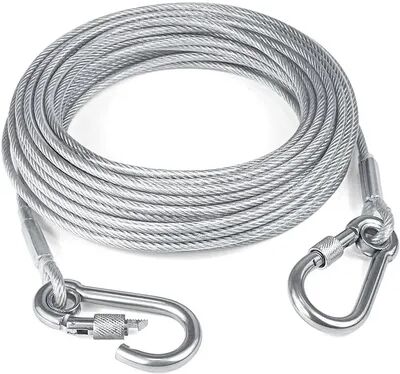 Perfect Picks Market Double Headed Dog Tie Out Cable Leash Heavy Duty Anti Rust Steel Wire Training Collar For Outdoor Use cw310 gl sl length 1500cm 0.4mm