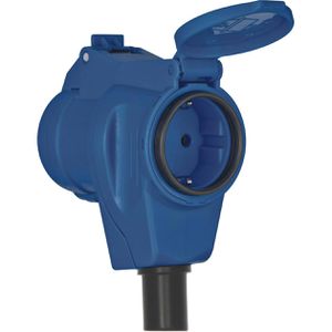 Brennenstuhl CEE-Kupplung Camping, Winkelkupplung, 3-polig, 230 V, blau, mit Steckdose & Spannungsanzeige, IP44, 16 A