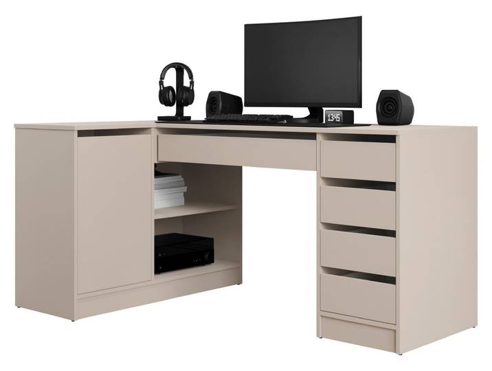 MIRJAN24 Eckschreibtisch / Schminktisch Ada, Elegante Kosmetiktisch, Frisiertisch, Modern Schlafzimmer (Sandbeige)