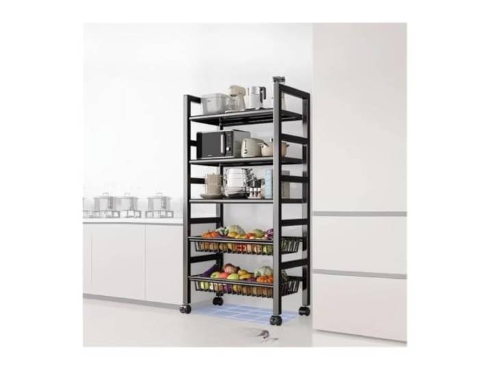 MFWHEFJ Rollwagen KüChe Küchenwagen, Mikrowellen-Aufbewahrungsregal Rolling Organizer Cart Portable Wheels Muebles De Cocina Furniture(Style 3)