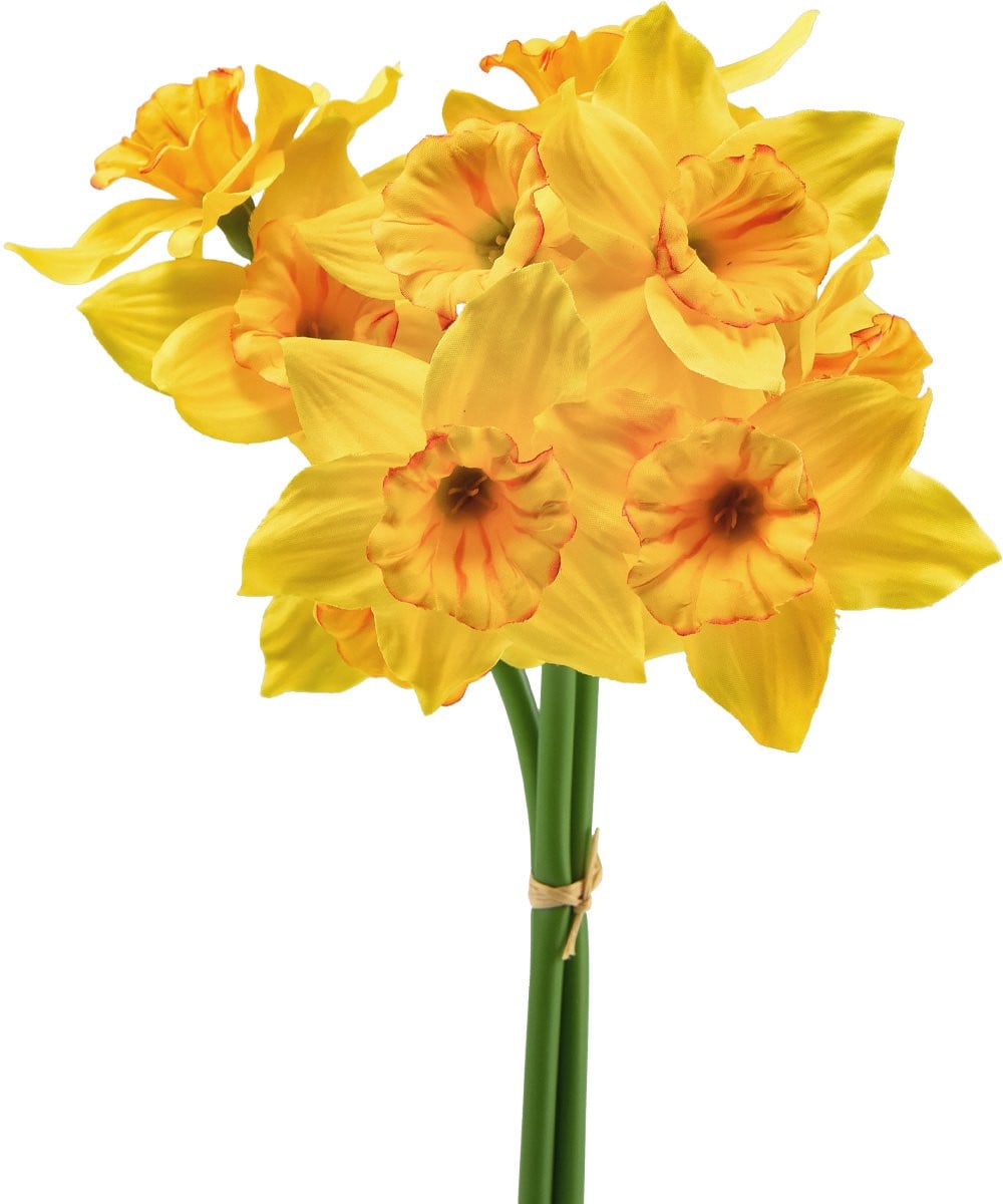 Set van 3 gele kunstbloemen narcissen decoratie, 38 cm