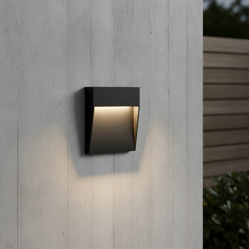 Lyora Vierkante wandlamp Fem zwart aluminium