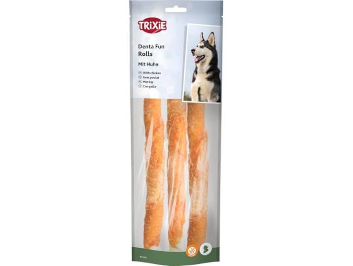 TRIXIE 31326 Denta Fun Chicken Chewing Rolls, 28 cm, 3 St./250 g