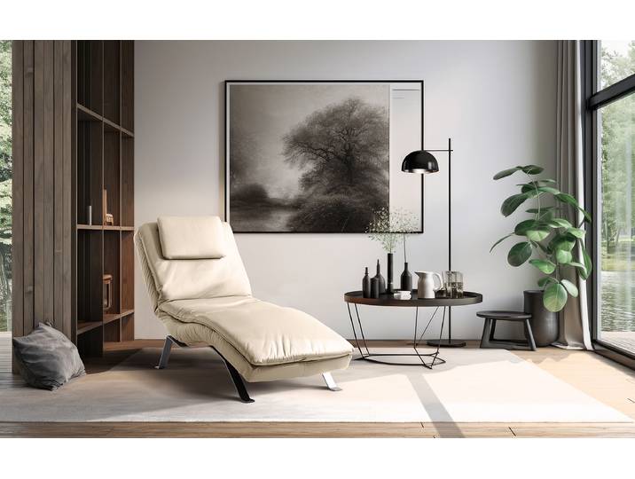 Relaxliege Kanan Grau Echtleder Mabel Silber 65 x 65 x 171cm