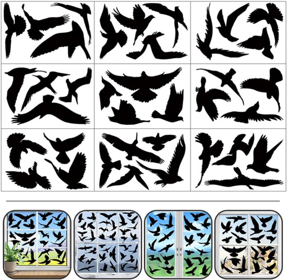 Cyslmuk 9 vellen kolibrie raamstickers voor anti-botsing en vogelveiligheid, zelfklevende raamdecoratie