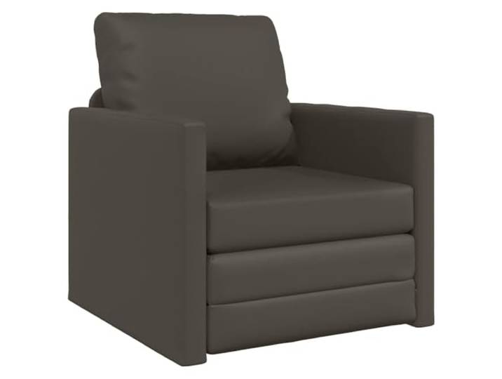 VIHHQGC Schlafsofa 60cm Grau Kunstleder Metallrahmen, Umwandelbar in Bett, Abnehmbare Kissen, Robust, Modernes Design