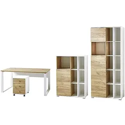 Germania-Werke Möbel-Set »Lioni« 4-teilig, Schreibtisch, Rollcontainer, 3 OH und 5 OH Schrank braun