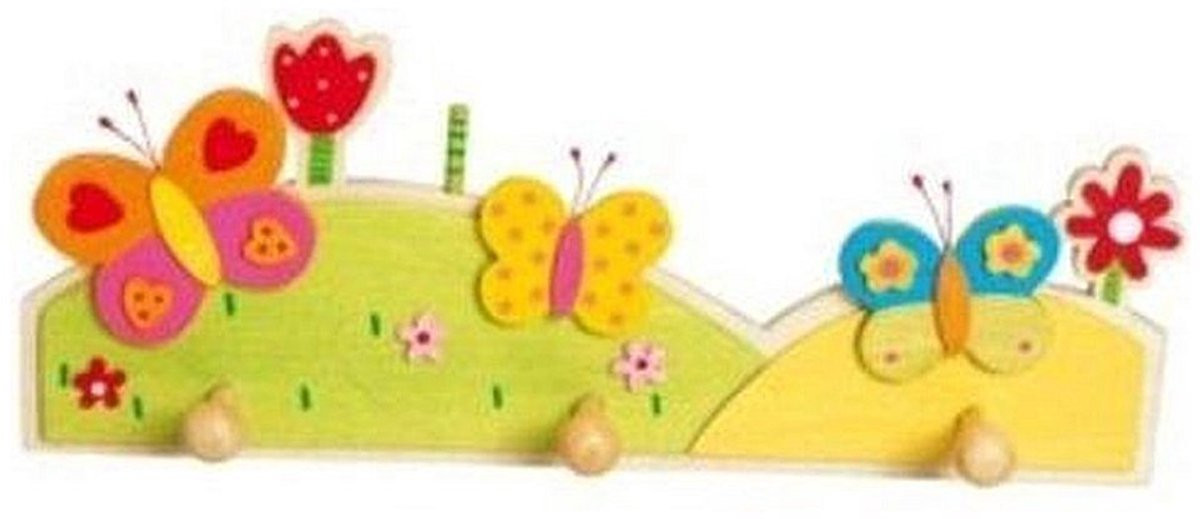 Simply for Kids Wandkapstok Vlinder met 3 Haakjes - Houten Decoratie voor de Kinderkamer