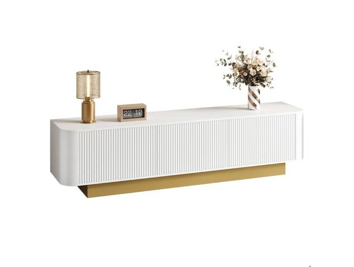 Console TV 170 cm avec rangement pratique et design arrondi – meuble bas moderne pour salon