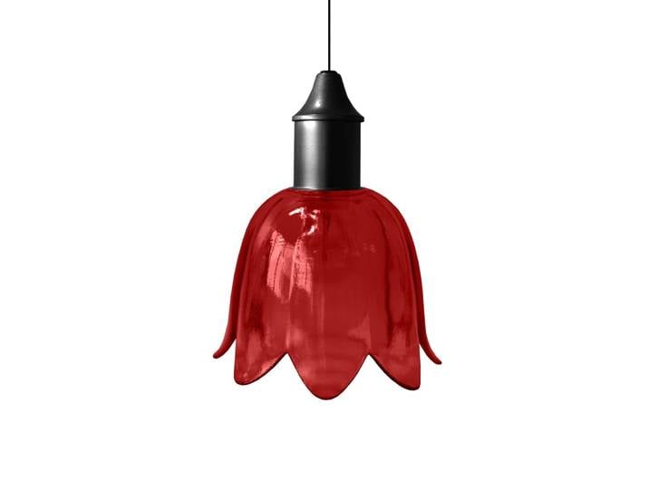 Suspension métal cable tulipe rouge D15,5cm