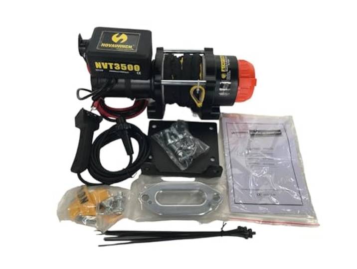 NovaWinch NVT3500i SR Elektrische Seilwinde Bootswinde 12V - 1589kg / 3500 lbs Motorwinde 2100W - Bootsanhänger, Offroad, Quad - 15m Synthetikseil mit Haken