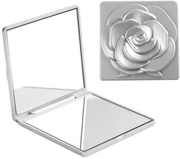 Uplift Picks Vintage Rose Compact Mirror Double Sided Folding Pocket Makeup Mirror silver