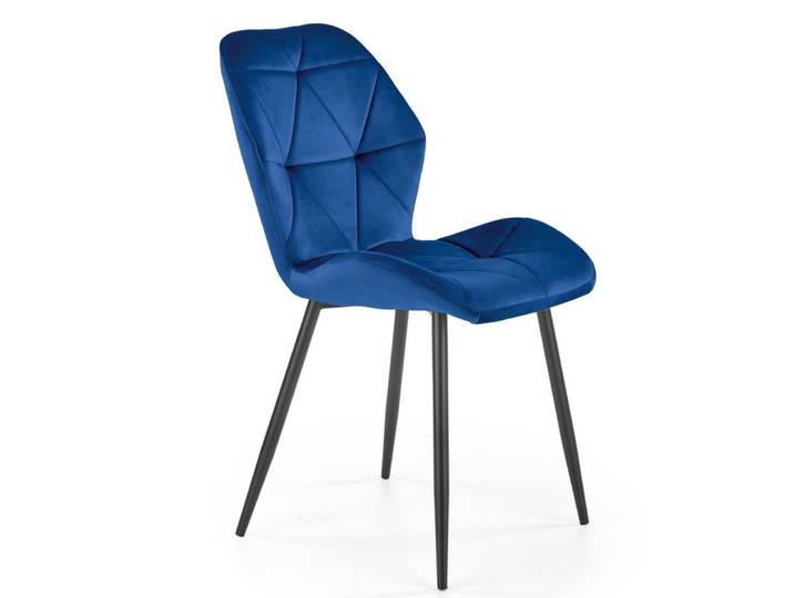 Chaise contemporaine en velours de polyester bleu