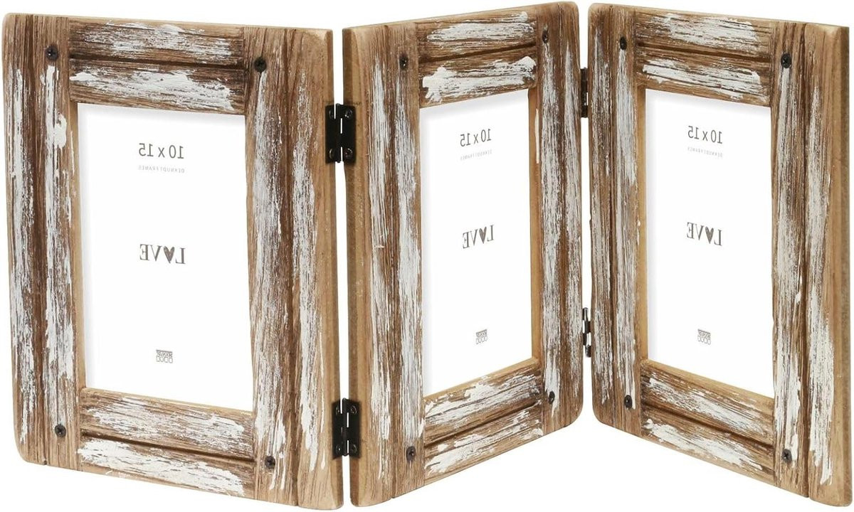 Triptych Fotolijst Drieluik Bruin met Hoge Glans Glas voor 3x 10x15 cm