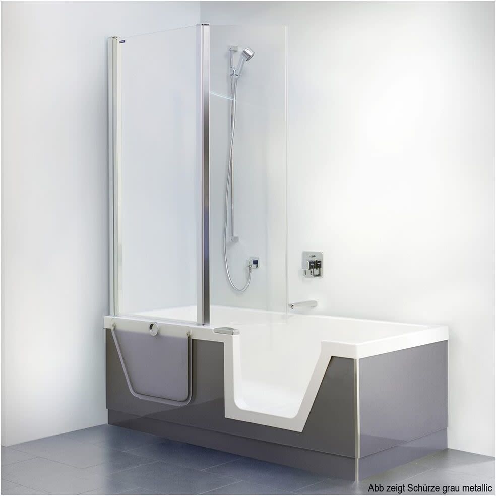 DUSCHOLUX Step-in Pure Badewanne 160 x 75 cm mit integriertem Wasserzulauf, Einstieg rechts, Badewannen, 608301100001+699330210, weiß - L: 160 B: 75 T: 45 cm - weiß