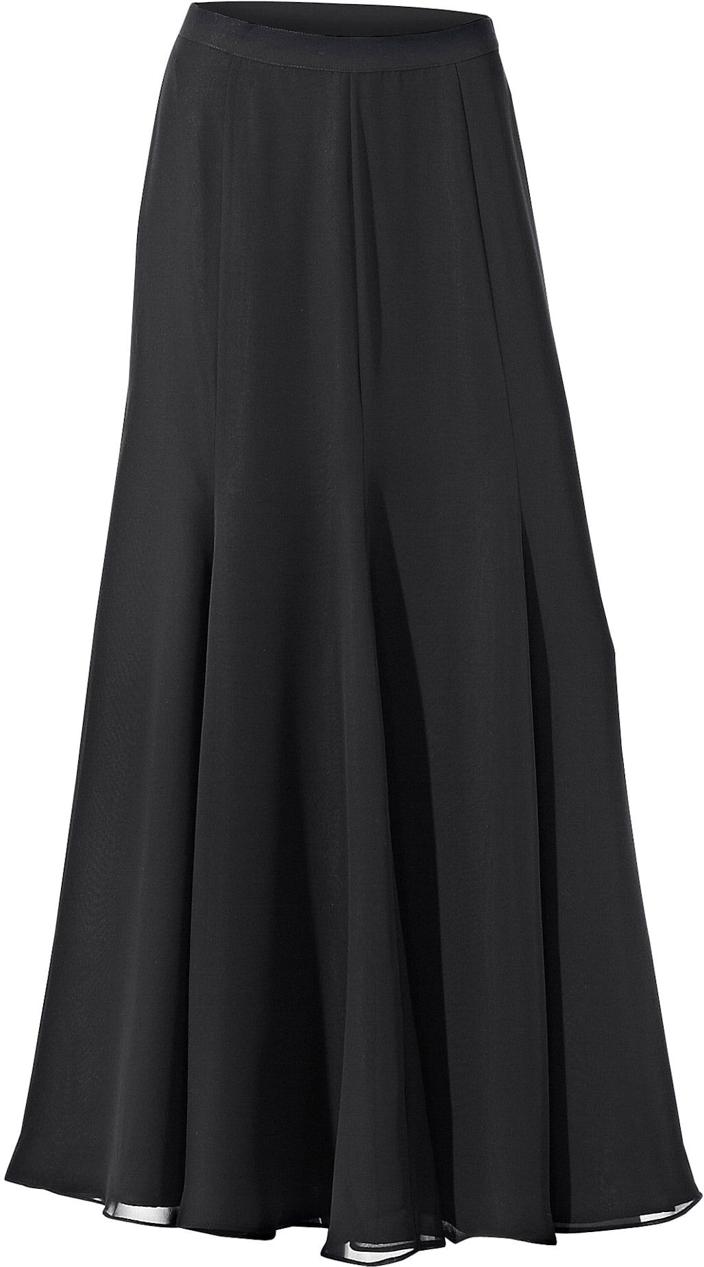 Godetrock HEINE, Damen, Gr. 25, schwarz, 100% Polyester, unifarben, lang, Röcke Godetrock schwarz 25