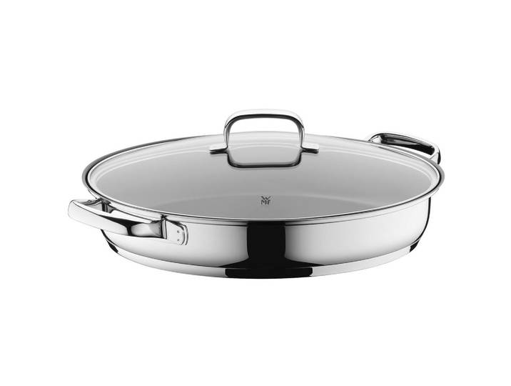 WMF Fischpfanne, Klar, Edelstahlfarben, Metall, 4.3 l, oval, rostfrei, breiter Schüttrand, antihaftbeschichtet, ergonomischer Griff, TransTherm®-Allherdboden, Kochgeschirr, Pfannen, Bratpfannen