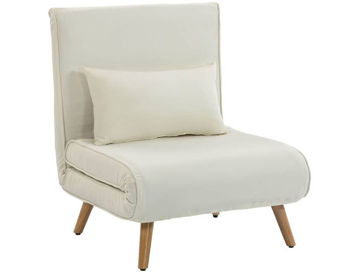 Fauteuil lit convertible multifonction dossier inclinable tissu crème