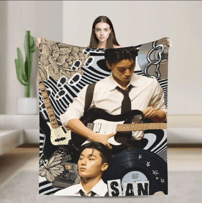 Uplift Picks ATEEZ Choi San Flannel Throw Blanket Soft Kpop Sofa And Bed Cover 2 102x127 Cm