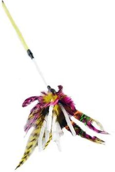 Inspired Finds Colorful Feather Cat Wand Toy For Interactive Hunting, Chasing & Exercise yellow