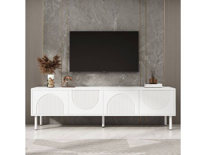 Meuble TV - TANANT - Moderne - 180 cm - 4 portes - Blanc