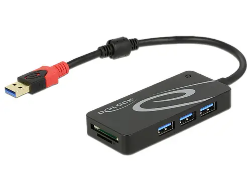 Delock 62899 USB-Hub 3 Port USB-A USB 3.1 Gen1 5 GBit/s Schwarz 62899