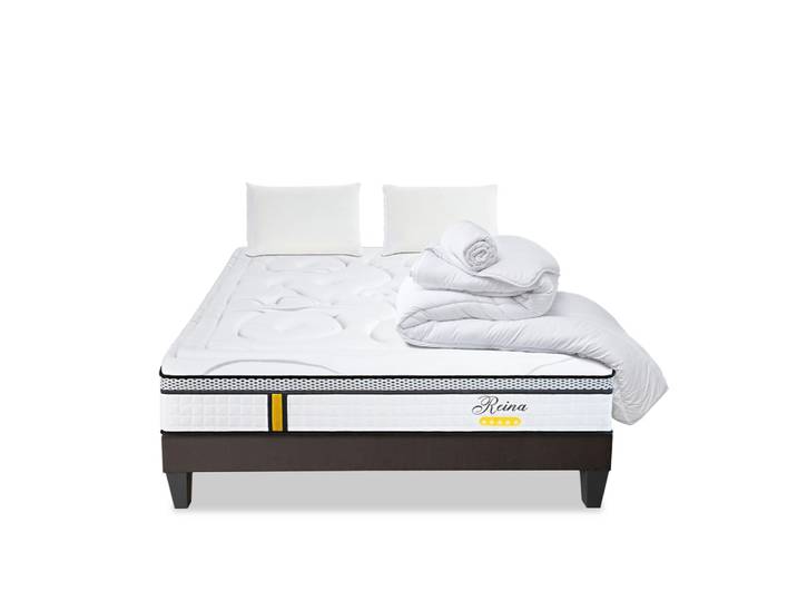 Prêt à dormir matelas sommier bois 180x200