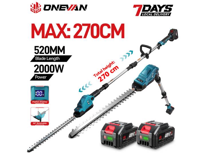 Taille-haie électrique ONEVAN 2000W sans fil pour branches hautes, outils de coupe pour jardin domestique, compatible avec batterie Makita.